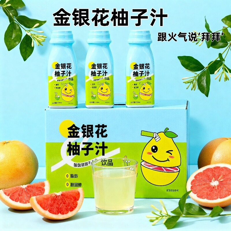 金银花柚子汁饮品饮料整箱解腻饮品植物蛋白饮品220ml*10瓶