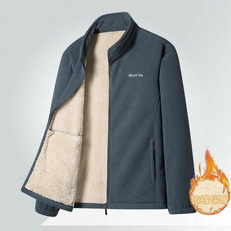 羊羔绒外套捉绒春秋季开衫卫衣加绒加厚保暖夹克男士摇粒绒上衣潮