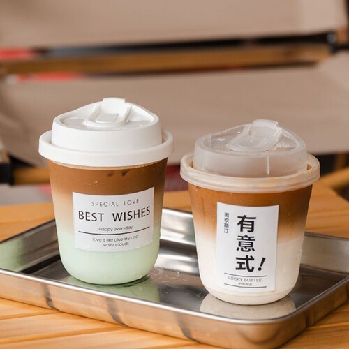 网红一次性90口径pet高透咖啡杯
