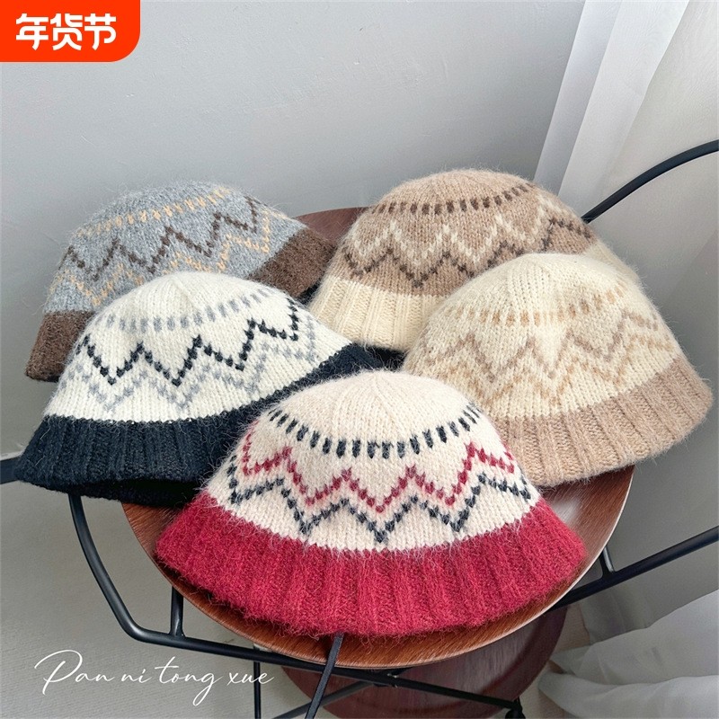 【HOT】新款针织渔夫帽女冬季保暖帽费尔岛风韩版护耳毛线帽大头,服饰配件/皮带/帽子/围巾,帽子,淘宝优惠券,粉丝福利购,淘宝优惠卷