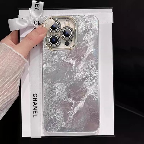 适用苹果16promax手机壳iphone15新款高级感银色14promax冰川纹ip13pro硅胶12小清新简约ip11全包散热保护壳