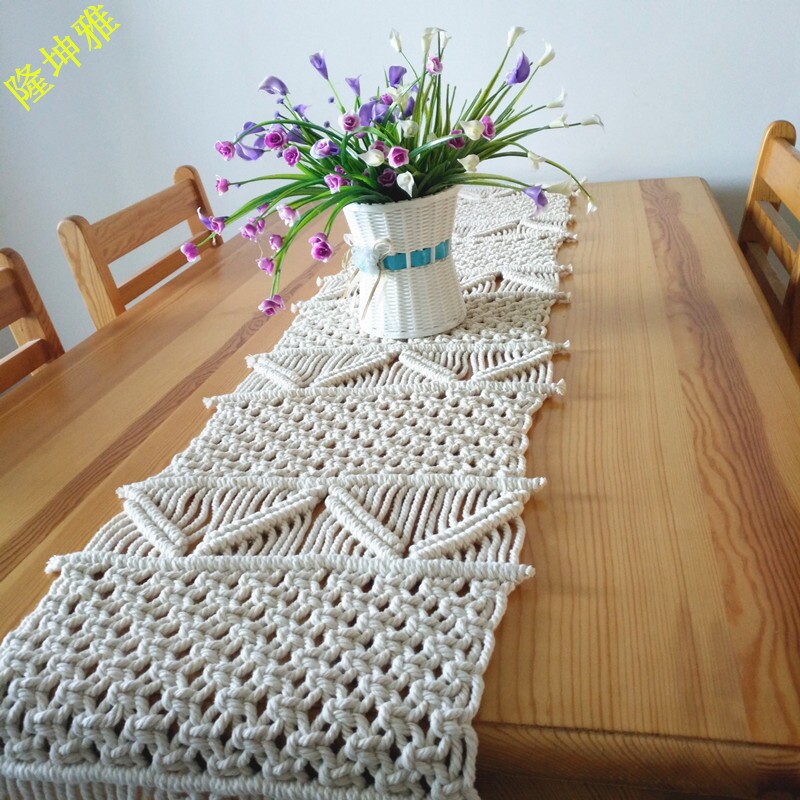 隆坤雅波西米亚桌旗北欧INS款手工编织棉绳桌旗床旗挂毯家饰品