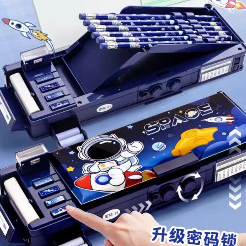 密码文具盒多功能铅笔盒小学生用儿童幼儿园双面笔盒2025年新款一二三年级机关自动高科技男孩女男童男生笔袋