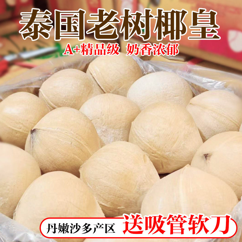 泰国丹嫩沙多椰皇新鲜奶香椰子当季整箱牛奶椰王热带进口顺丰包邮