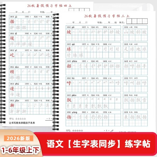 2026新人教版小学一二三四五六年级上下册语文课本同步练字帖AM款识字基础笔顺写字帖描红硬笔书法培训教材