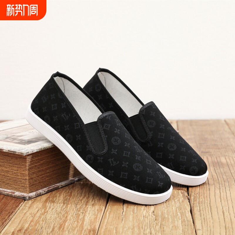 透气老北京布鞋男耐磨印花厚底低帮鞋舒适时尚百搭防滑软底爸爸鞋