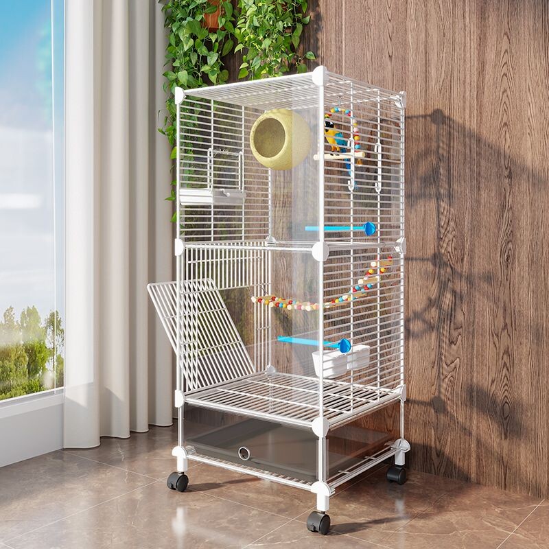 鸟笼鹦鹉笼子大号家用新型防溅玄凤专用豪华别墅小鸟笼子双层铁丝
