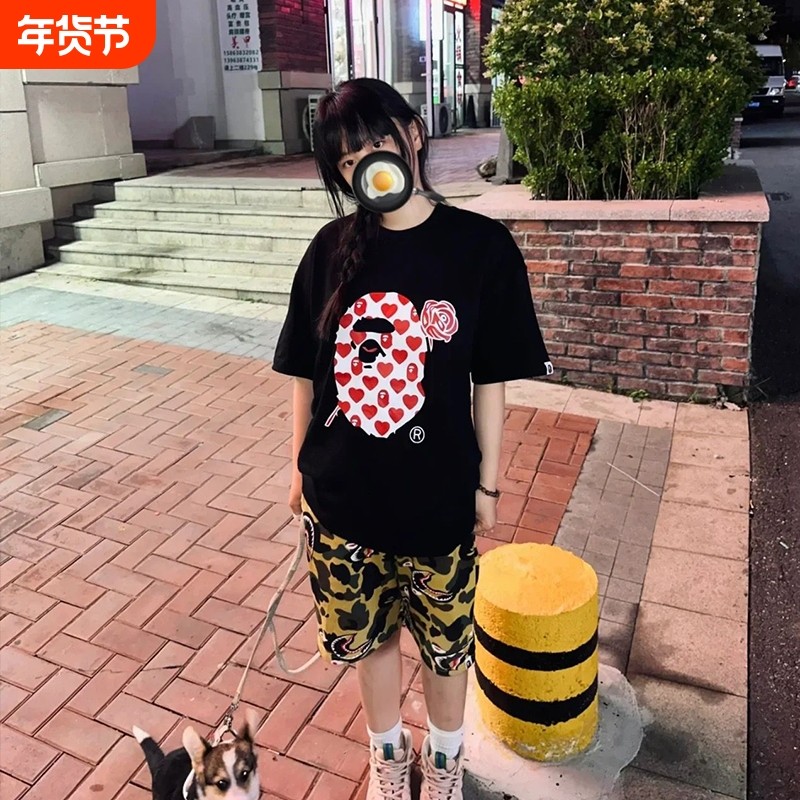 潮牌APE短袖t恤100%纯棉高版本中大童装亲子装SHARK APE猿人迷彩,童装/婴儿装/亲子装,T恤,淘宝优惠券,粉丝福利购,淘宝优惠卷