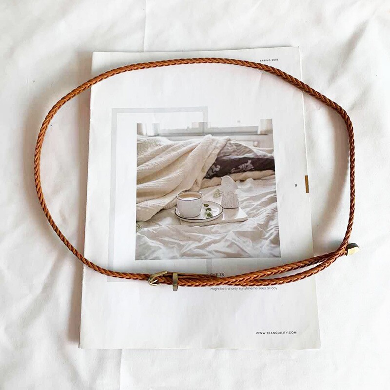 时尚复古女士麻花编织腰带韩版连衣裙装饰复古细腰带时髦学生束腰