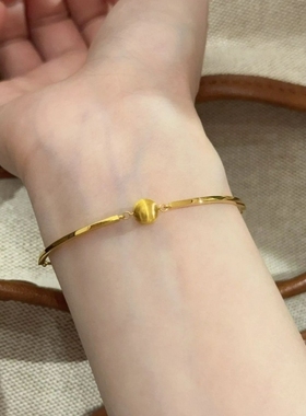 磨砂猫眼珠手链女轻奢小众高级感ins风简约百搭铜镀18K金气质手饰