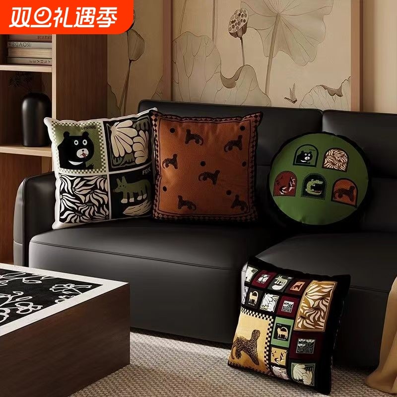 中古风抱枕双面美拉德复古轻奢高级感沙发靠垫后背大号床头靠背