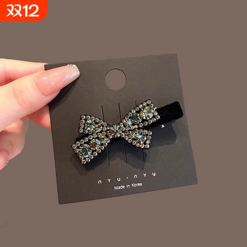 2025年新款鸭夹发夹水钻蝴蝶结刘海夹少女气质侧边夹发卡顶夹