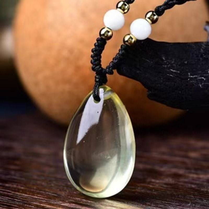 VZZS天然黄水晶珠帘水滴形吊坠项链男女款项链送女友闺蜜礼物