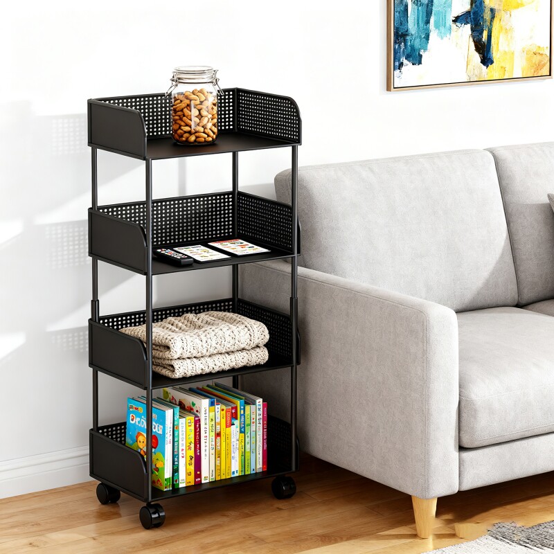 书架置物架落地带轮可移动小推车办公桌旁多层文件收纳柜书柜书本