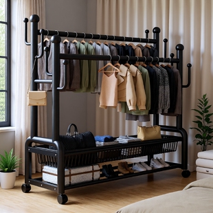 晾衣架挂衣架衣帽架落地加厚房间挂衣服架子置物衣物收纳移动家居