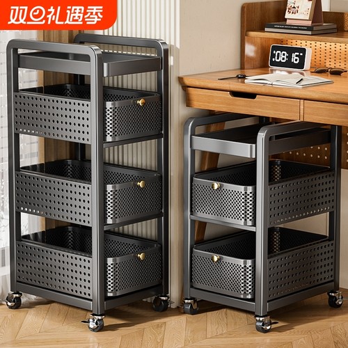 书包置物架桌下柜放书本零食收纳架可移动厨房小推车玩具免安装