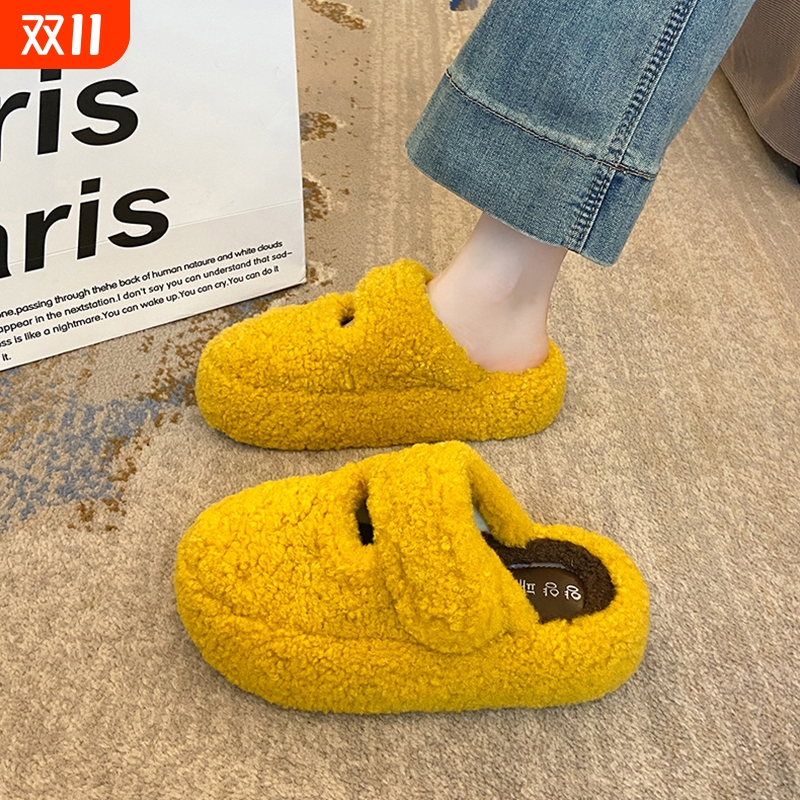 平底温柔舒适毛毛鞋女外穿2025秋冬新款仙女风加绒一字玛丽珍棉鞋