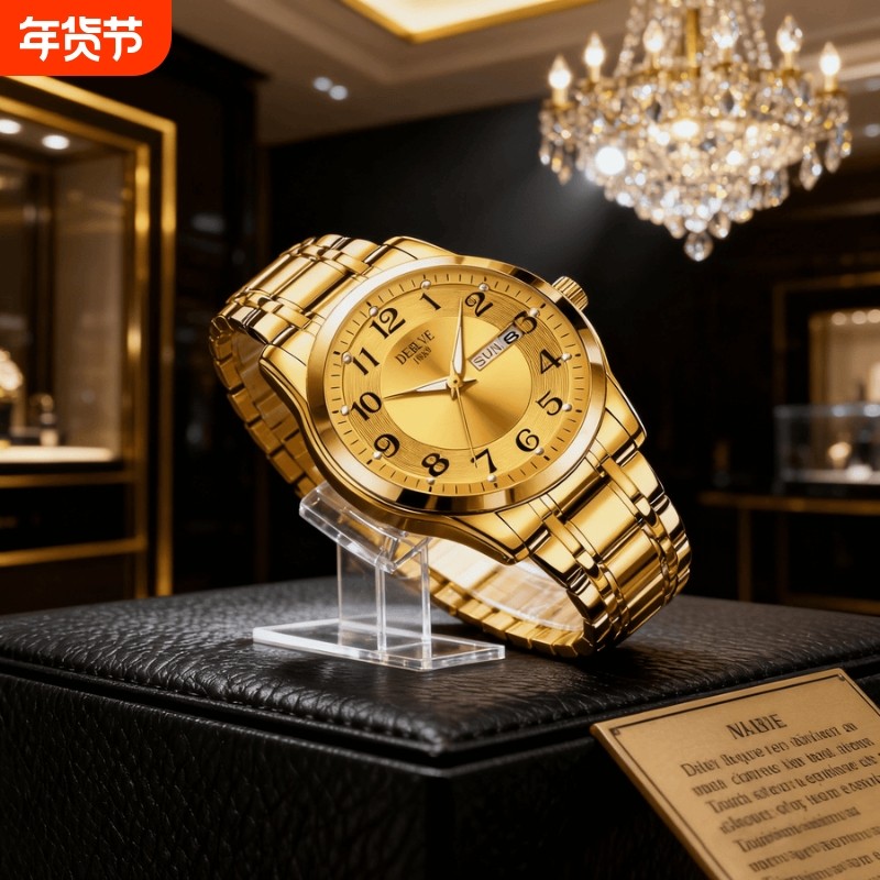 正品瑞士全自动非机械表手表男士学生韩版时尚潮双日历防水表夜光