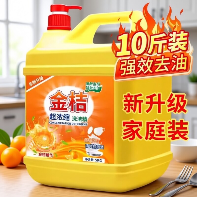 去油洗洁精大桶家用食品级家庭装厨房洗碗果蔬清洁金桔不伤手浓缩