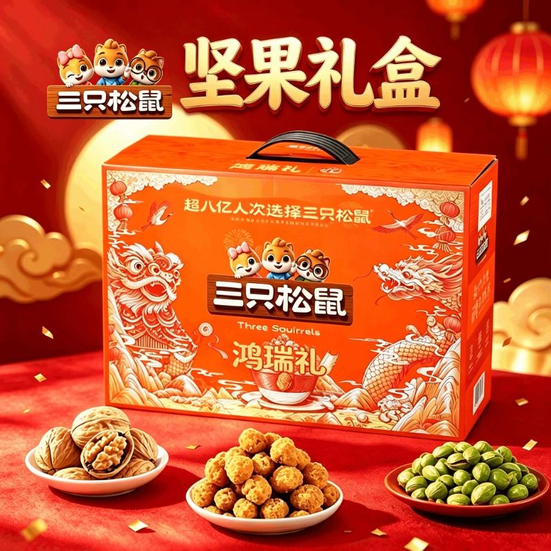 三只松鼠坚果礼盒1325g/9袋混合零食大礼包组合节日送礼小包装