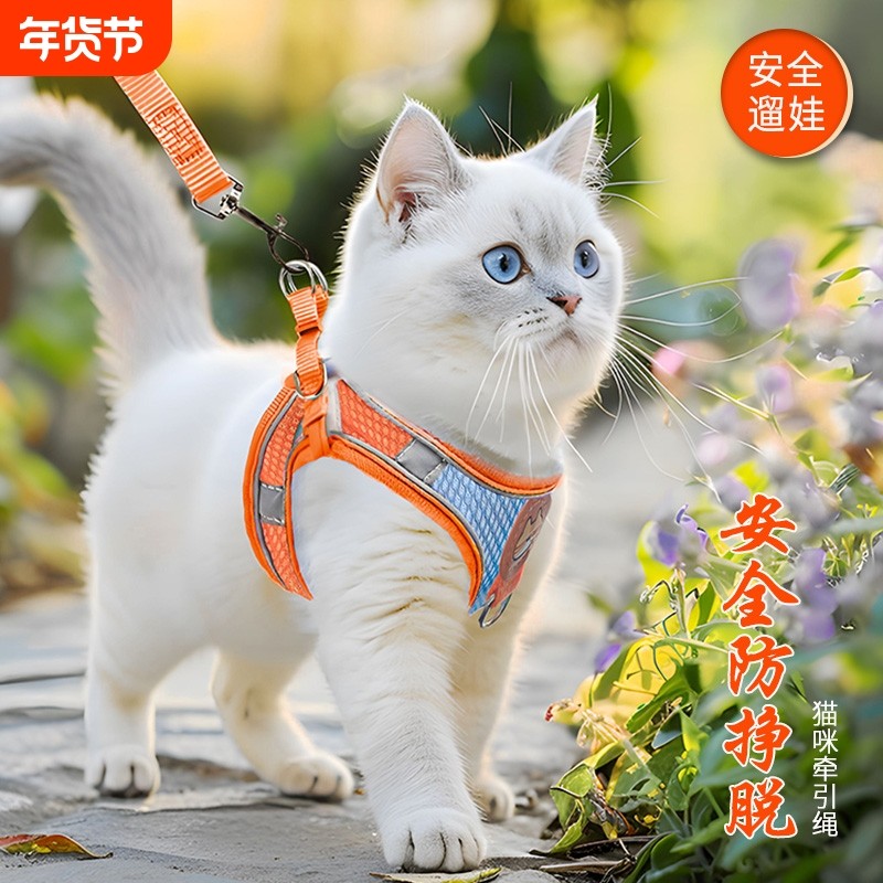 猫咪牵引绳防挣脱外出专用背心式遛猫加长不勒脖子溜猫绳子可调节,宠物/宠物食品及用品,猫牵引绳,淘宝优惠券,粉丝福利购,淘宝优惠卷