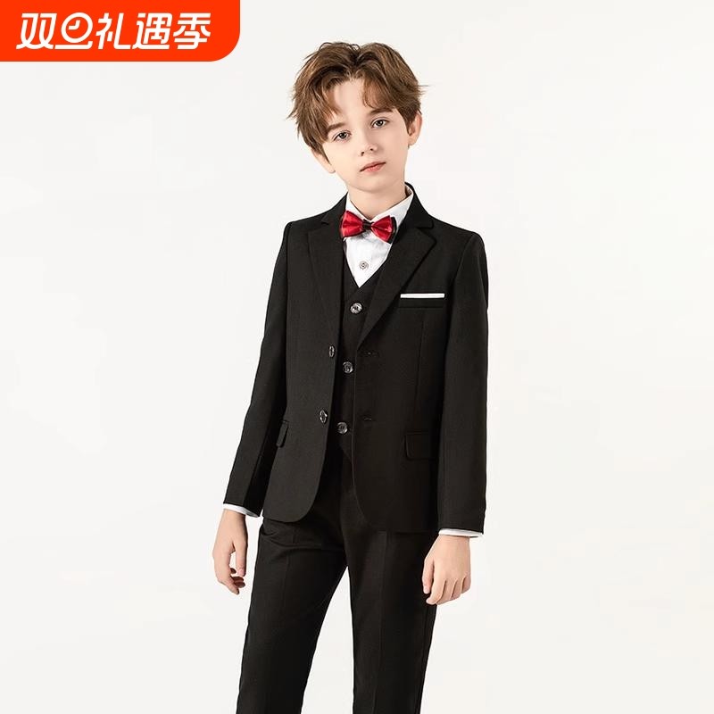 童套装男童韩版纯色小西装秋冬新款男孩钢琴主持演出礼服西装礼服