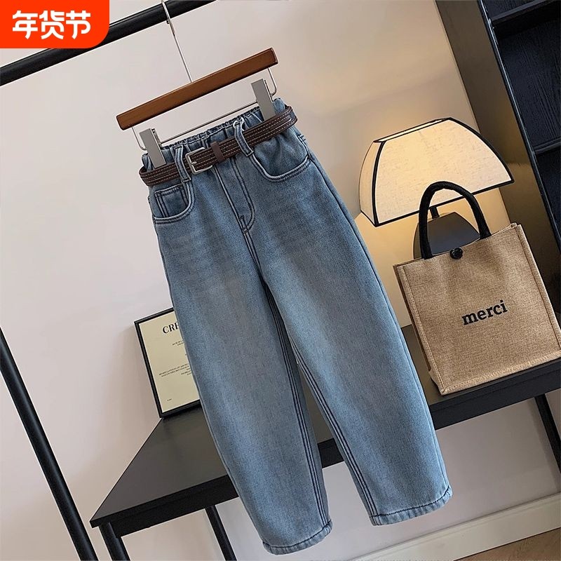 儿童春秋冬季加厚韩版宽松哈伦裤女童时髦加厚牛仔长裤女孩萝卜裤,童装/婴儿装/亲子装,儿童牛仔裤,淘宝优惠券,粉丝福利购,淘宝优惠卷