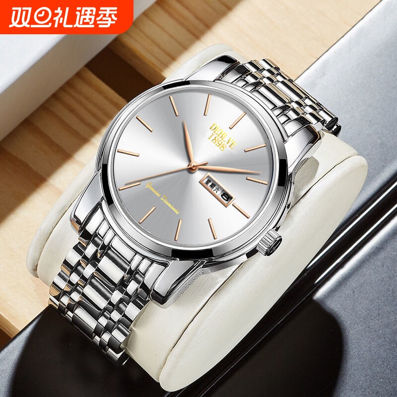 正品名牌钢带商务防水石英腕表高级感男士男款手表全自动非机械表