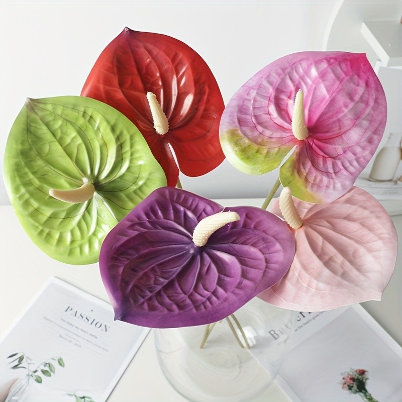 仿真3D红掌白掌绿掌粉掌婚礼婚庆插花材手感软胶软装家居装饰假花