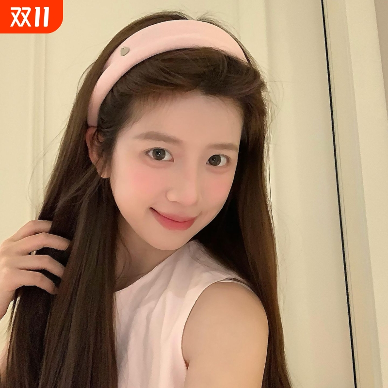 复古甜心!纯色棉质爱心加宽发箍高颅顶头箍压发发卡洋气外戴发饰