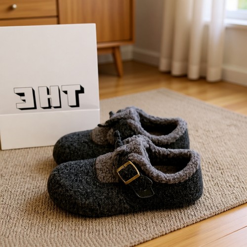 爆款勃肯鞋女2025秋冬季新款内增高加绒豆豆鞋毛毛棉鞋子灰色平底