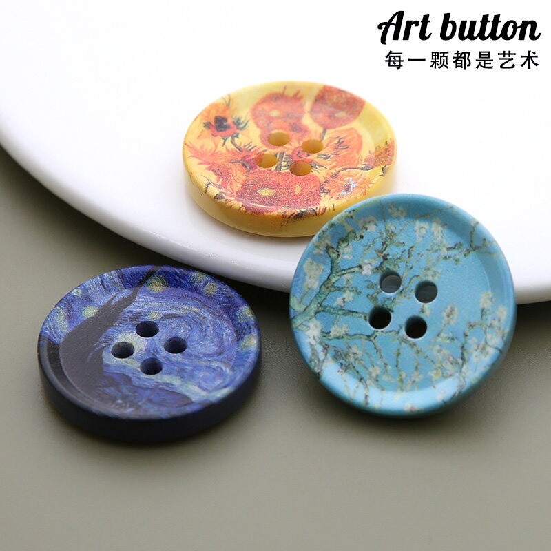 艺术油画纽扣大衣扣 高档毛衣外套装饰钮扣 树脂材质多款设计衣服