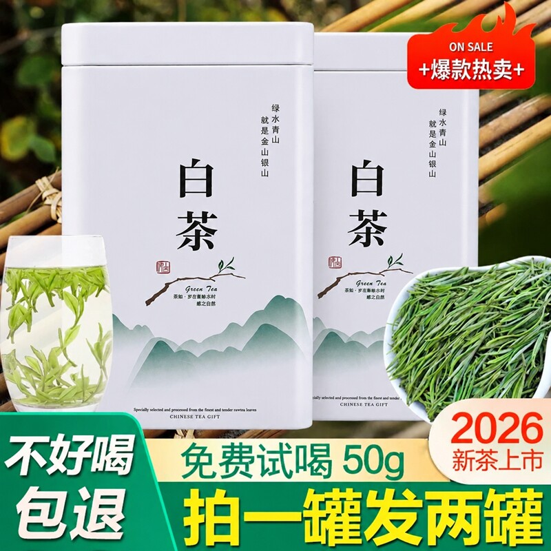 正宗安吉珍稀白茶2026年新茶口粮茶礼盒装散装冷泡冷萃绿茶茶叶图片