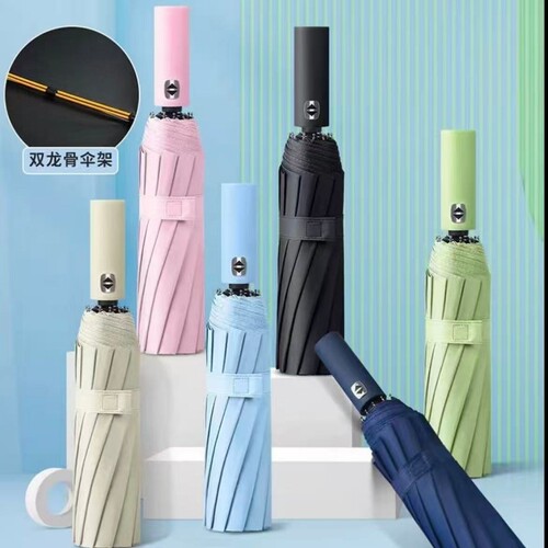 24骨双龙骨雨伞加大加固加厚全自动晴雨两用太阳伞男女学生折叠伞