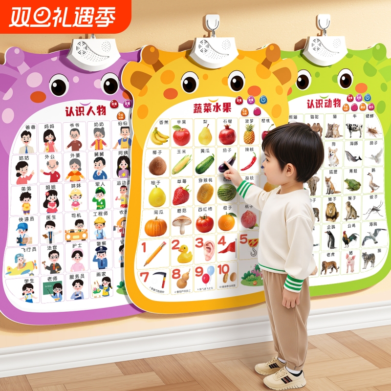 宝宝有声早教挂图婴幼儿童认知学说话发声益智玩具识字点读书墙贴