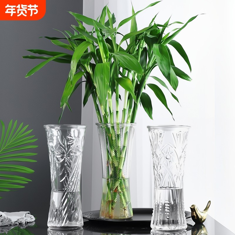 创意简约大号透明玻璃花瓶水养富贵竹家用插花瓶客厅摆件桌面极简