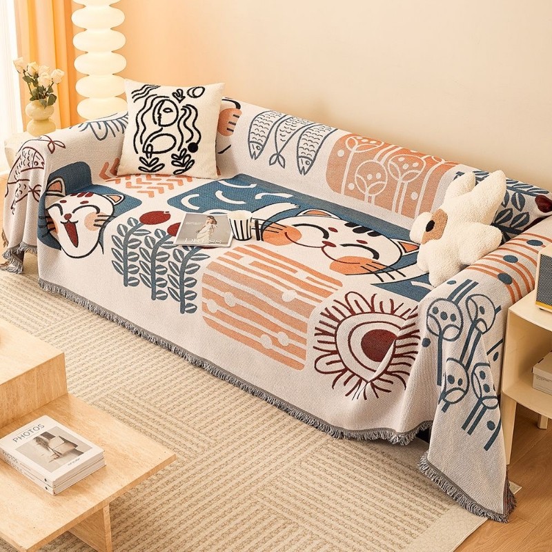 2024新款四季通用沙发盖布防猫抓沙发巾全盖沙发套罩沙发毯垫轻奢