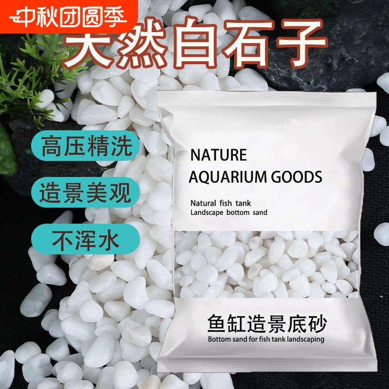 鱼缸底砂石头免洗石子鹅卵石雨花石造景装饰底沙白色石底部漂浮