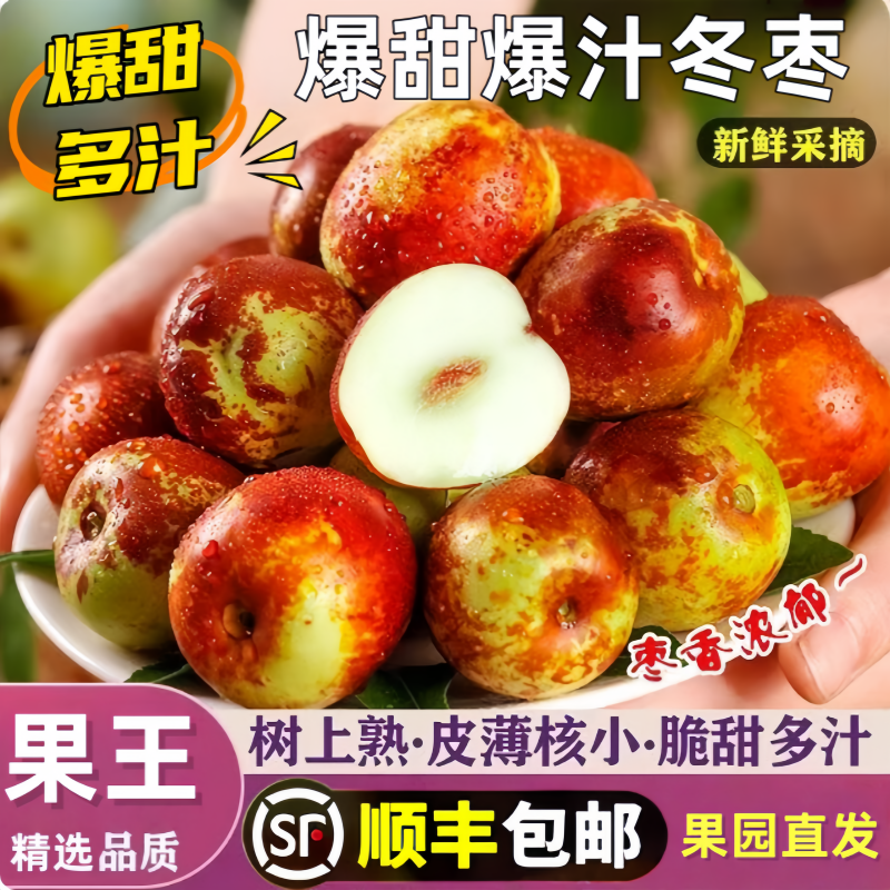 顺丰包邮正宗冬枣新鲜大果应季整箱枣子现摘脆枣冰糖大枣当季水果