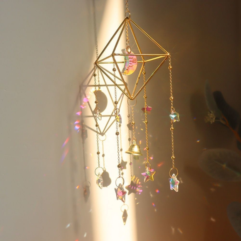 ins光影水晶风铃挂饰仙气森系生日礼物送闺蜜捕梦网房间装饰物品