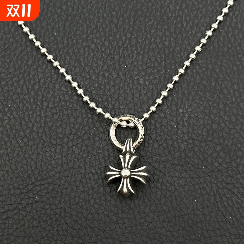 饰仟禧ODEK高级感复古圆环十字花项链欧美嘻哈个性百搭潮牌吊坠
