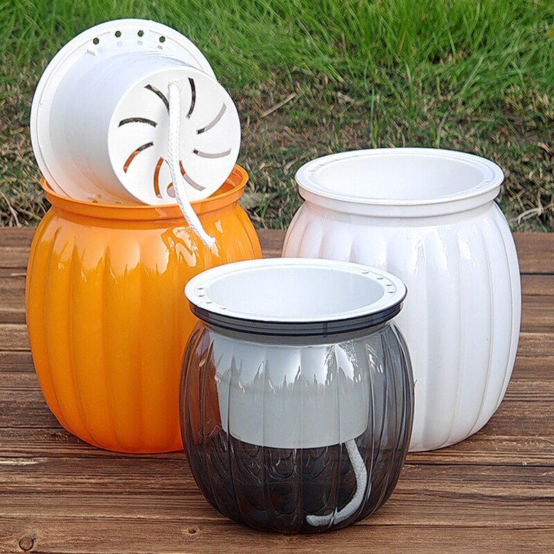 仿陶瓷懒人花盆加厚家用桌面绿萝多肉盆栽南瓜自吸储水培透明大号