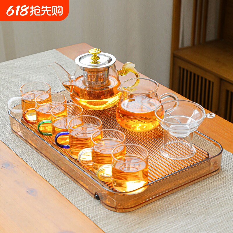 耐热玻璃功夫茶具套装小茶杯透明玻璃杯家用办公室小号加厚花茶杯