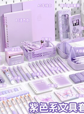 紫色系文具套装小学生开学大礼包