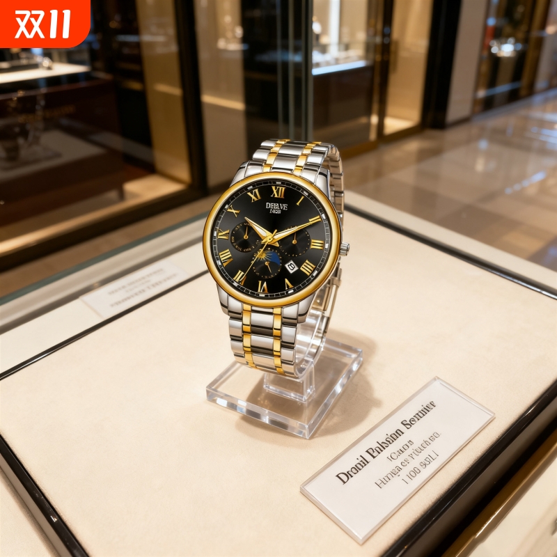 手表男款防水高级感全自动男表数字双日历防水腕表男机械风全自动