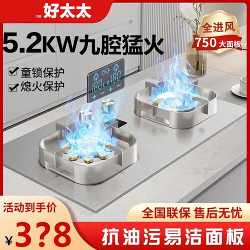 好太太大面板双灶猛火燃气灶