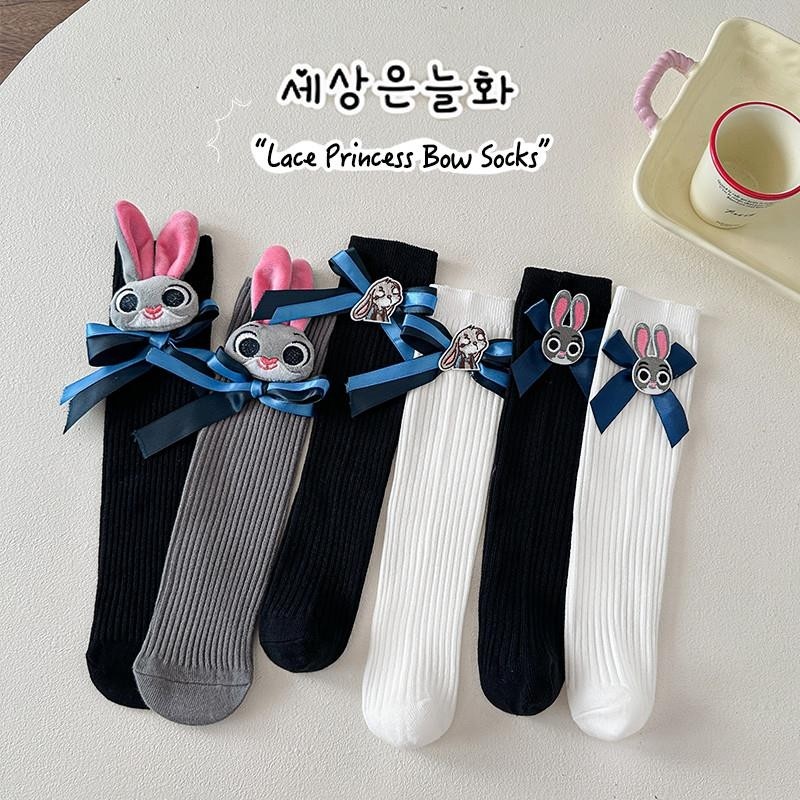 朱迪兔子警官袜子女童春秋小腿袜儿童纯棉长筒袜卡通公仔宝宝袜子