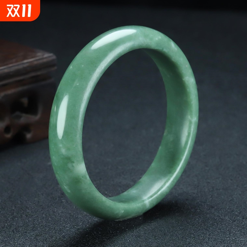 天然正品玉手镯飘花深绿浅绿翡翠色玉手镯贵州翠手镯旺夫真玉送礼