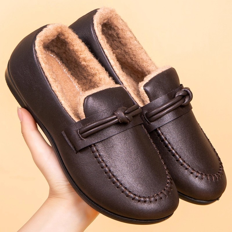 老北京布鞋女鞋2025一脚蹬妈妈鞋中老年加绒冬季豆豆鞋棉鞋不累脚