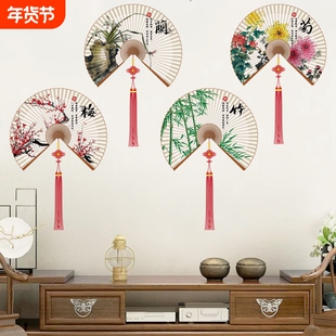 新中式 电视背景墙壁纸禅意古风水墨山水墙纸暖色客厅书房茶室壁画